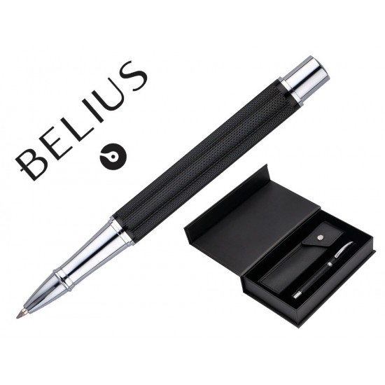ROLLER Y ESTUCHE BELIUS TURBO ALUMINIO TEXTURA PUNTEADA NEGRO PLATEADO TINTA AZUL CAJA DE DISEÑO ROLLER Y ESTUCHE BELIUS TURBO ALUMINIO TEXTURA PUNTEADA NEGRO PLATEADO TINTA AZUL CAJA DE DISEÑO