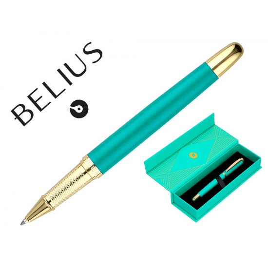 BOLIGRAFO BELIUS SOIREE ALUMINIO COLOR ART DECO TURQUESA Y DORADO TINTA AZUL CAJA DE DISEÑO BOLIGRAFO BELIUS SOIREE ALUMINIO COLOR ART DECO TURQUESA Y DORADO TINTA AZUL CAJA DE DISEÑO