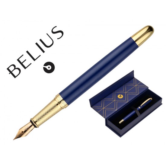 PLUMA BELIUS SOIREE ALUMINIO COLOR ART DECO AZUL MARINO Y DORADO TINTA AZUL CAJA DE DISEÑO PLUMA BELIUS SOIREE ALUMINIO COLOR ART DECO AZUL MARINO Y DORADO TINTA AZUL CAJA DE DISEÑO