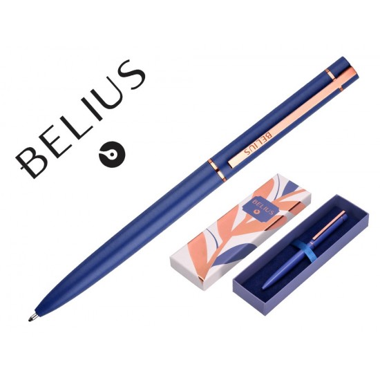 BOLIGRAFO BELIUS ROSE ALUMINIO COLOR AZUL ELECTRICO/ORO ROSA TINTA AZUL CAJA DE DISEÑO BOLIGRAFO BELIUS ROSE ALUMINIO COLOR AZUL ELECTRICO/ORO ROSA TINTA AZUL CAJA DE DISEÑO
