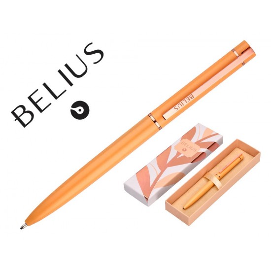BOLIGRAFO BELIUS ROSE ALUMINIO COLOR NARANJA/ORO ROSA TINTA AZUL CAJA DE DISEÑO BOLIGRAFO BELIUS ROSE ALUMINIO COLOR NARANJA/ORO ROSA TINTA AZUL CAJA DE DISEÑO