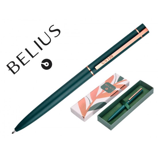 BOLIGRAFO BELIUS ROSE ALUMINIO COLOR VERDE OLIVA/ORO ROSA TINTA AZUL CAJA DE DISEÑO BOLIGRAFO BELIUS ROSE ALUMINIO COLOR VERDE OLIVA/ORO ROSA TINTA AZUL CAJA DE DISEÑO