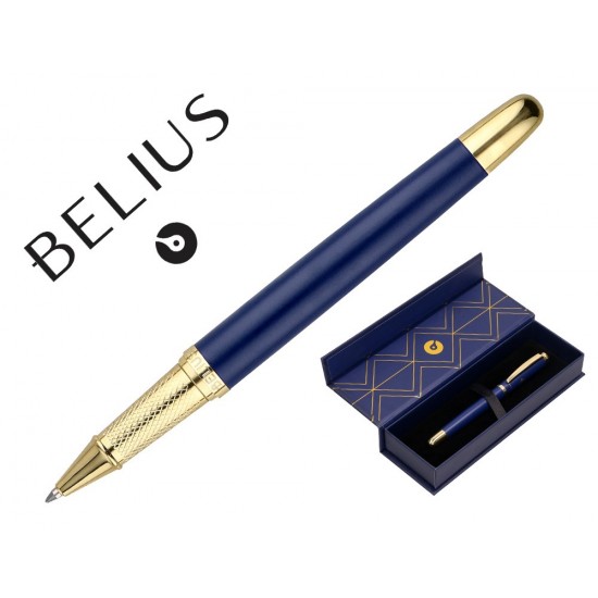 BOLIGRAFO BELIUS SOIREE ALUMINIO COLOR AZUL MARINO Y DORADO TINTA AZUL CAJA DE DISEÑO BOLIGRAFO BELIUS SOIREE ALUMINIO COLOR AZUL MARINO Y DORADO TINTA AZUL CAJA DE DISEÑO