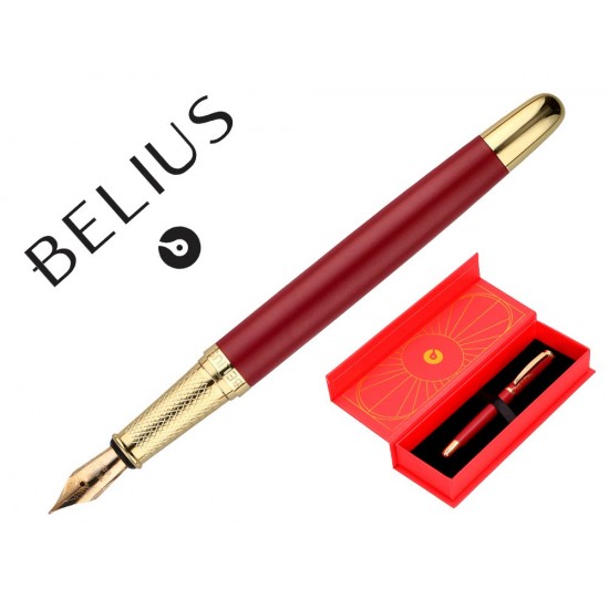 PLUMA BELIUS SOIREE ALUMINIO COLOR ART DECO GRANATE Y DORADO TINTA AZUL CAJA DE DISEÑO PLUMA BELIUS SOIREE ALUMINIO COLOR ART DECO GRANATE Y DORADO TINTA AZUL CAJA DE DISEÑO
