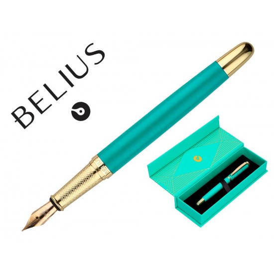 PLUMA BELIUS SOIREE ALUMINIO COLOR ART DECO TURQUESA Y DORADO TINTA AZUL CAJA DE DISEÑO PLUMA BELIUS SOIREE ALUMINIO COLOR ART DECO TURQUESA Y DORADO TINTA AZUL CAJA DE DISEÑO