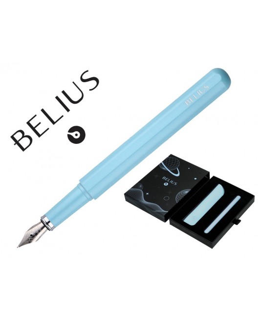 PLUMA Y FUNDA DE SIMILPIEL BELIUS SPACE B COLOR MINIMALISTA AZUL TINTA AZUL CAJA DE DISEÑO