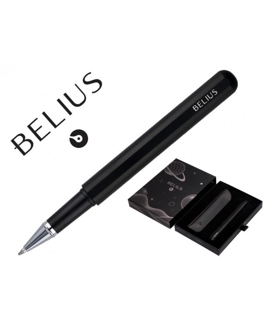 ROLLER Y FUNDA DE SIMILPIEL BELIUS SPACE B COLOR MINIMALISTA NEGRO TINTA AZUL CAJA DE DISEÑO