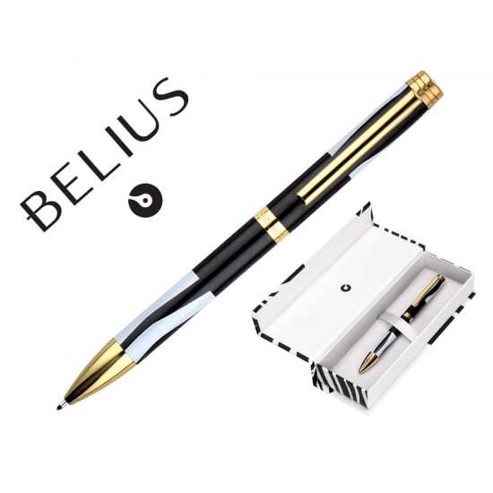 BOLIGRAFO BELIUS DUALITA CUERPO NEGRO COLOR BLANCO TINTA AZUL CAJA DE DISEÑO BOLIGRAFO BELIUS DUALITA CUERPO NEGRO COLOR BLANCO TINTA AZUL CAJA DE DISEÑO