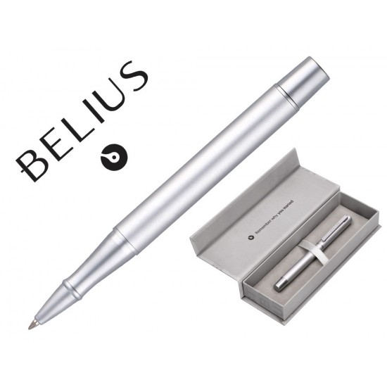ROLLER BELIUS UNSTOPPABLE COLOR PLATEADO TINTA NEGRA CAJA DE DISEÑO ROLLER BELIUS UNSTOPPABLE COLOR PLATEADO TINTA NEGRA CAJA DE DISEÑO