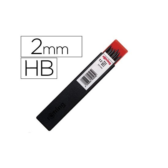 MINAS ROTRING GRAFITO 2 MM HB ESTUCHE DE 12 MINAS MINAS ROTRING GRAFITO 2 MM HB ESTUCHE DE 12 MINAS