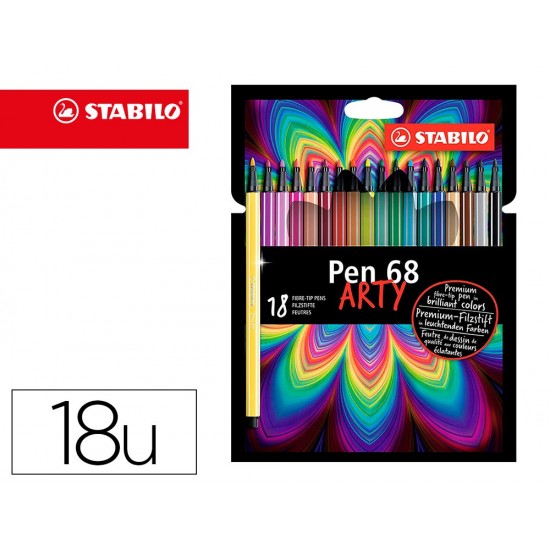 ROTULADOR STABILO ACUARELABLE PEN 68 ESTUCHE CARTON DE 18 UNIDADES COLORES SURTIDOS ROTULADOR STABILO ACUARELABLE PEN 68 ESTUCHE CARTON DE 18 UNIDADES COLORES SURTIDOS