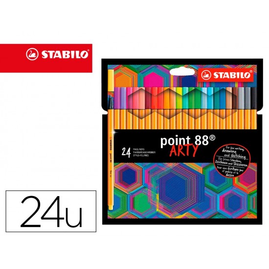 ROTULADOR STABILO POINT 88 PUNTA DE FIBRA ARTY LINE ESTUCHE CARTON DE 24 UNIDADES COLORES SURTIDOS ROTULADOR STABILO POINT 88 PUNTA DE FIBRA ARTY LINE ESTUCHE CARTON DE 24 UNIDADES COLORES SURTIDOS