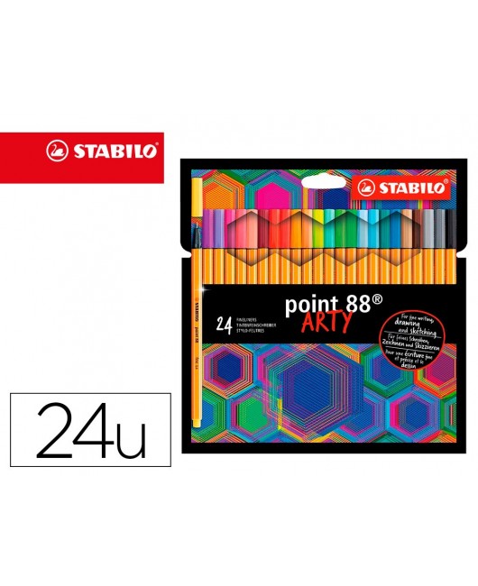 ROTULADOR STABILO POINT 88 PUNTA DE FIBRA ARTY LINE ESTUCHE CARTON DE 24 UNIDADES COLORES SURTIDOS