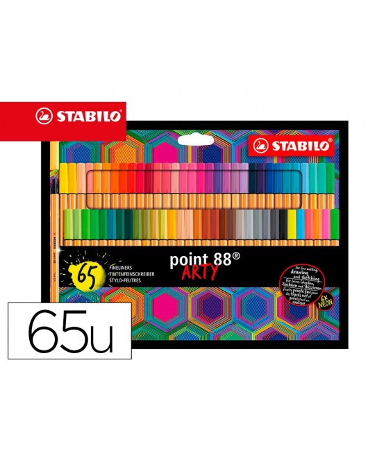 ROTULADOR STABILO POINT 88 PUNTA DE FIBRA ARTY LINE ESTUCHE CARTON DE 65 UNIDADES COLORES SURTIDOS