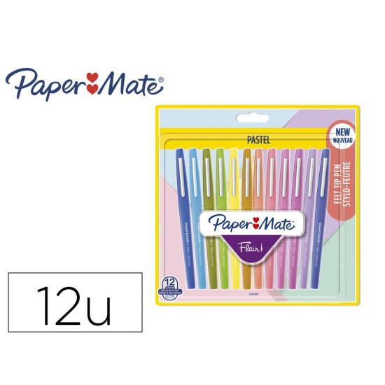 ROTULADOR PAPER MATE FLAIR PASTEL PUNTA DE FIBRA BLISTER DE 12 UNIDADES COLORES SURTIDOS ROTULADOR PAPER MATE FLAIR PASTEL PUNTA DE FIBRA BLISTER DE 12 UNIDADES COLORES SURTIDOS
