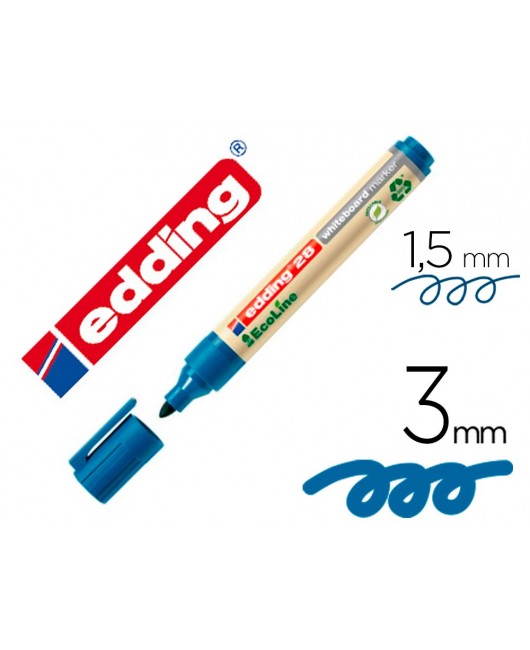 ROTULADOR EDDING 28 PARA PIZARRA BLANCA ECOLINE 90% RECICLADO COLOR AZUL PUNTA REDONDA 1