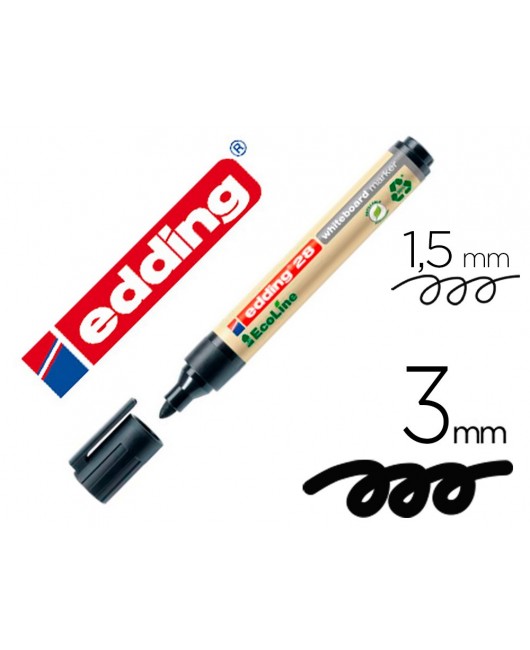 ROTULADOR EDDING 28 PARA PIZARRA BLANCA ECOLINE 90% RECICLADO COLOR NEGRO PUNTA REDONDA 1