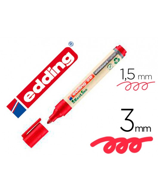 ROTULADOR EDDING 28 PARA PIZARRA BLANCA ECOLINE 90% RECICLADO COLOR ROJO PUNTA REDONDA 1