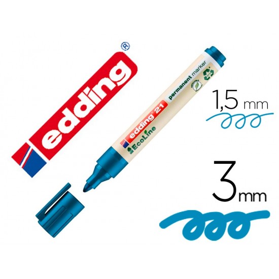 ROTULADOR EDDING 21 MARCADOR PERMANENTE ECOLINE 90% RECICLADO COLOR AZUL PUNTA REDONDA 1 ROTULADOR EDDING 21 MARCADOR PERMANENTE ECOLINE 90% RECICLADO COLOR AZUL PUNTA REDONDA 1