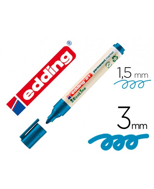 ROTULADOR EDDING 21 MARCADOR PERMANENTE ECOLINE 90% RECICLADO COLOR AZUL PUNTA REDONDA 1