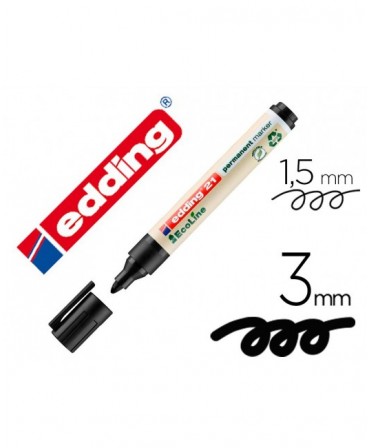 ROTULADOR EDDING 21 MARCADOR PERMANENTE ECOLINE 90% RECICLADO COLOR NEGRO PUNTA REDONDA 1