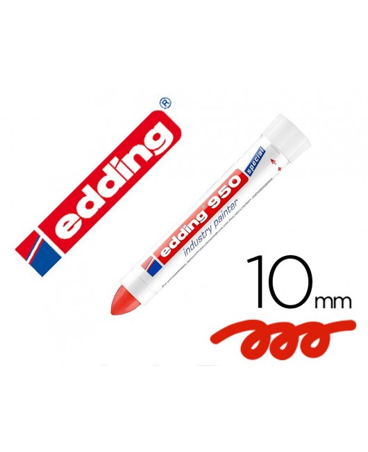MARCADOR EDDING PERMANENTE 950 PASTA OPACA ROJO PUNTA REDONDA 10 MM PARA SUPERFICIES OXIDADAS/RUGOSAS