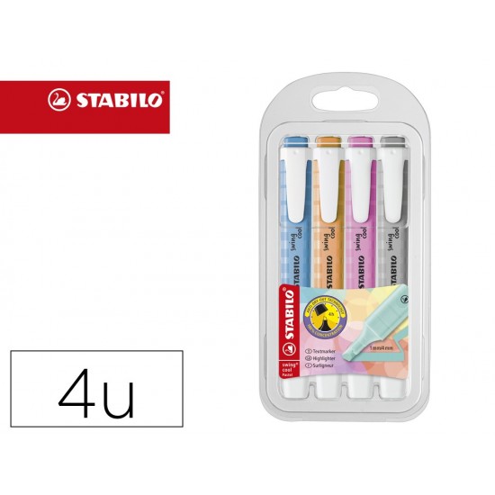 ROTULADOR STABILO FLUORESCENTE SWING COOL PASTEL ESTUCHE DE 4 UNIDADES COLORES SURTIDOS ROTULADOR STABILO FLUORESCENTE SWING COOL PASTEL ESTUCHE DE 4 UNIDADES COLORES SURTIDOS