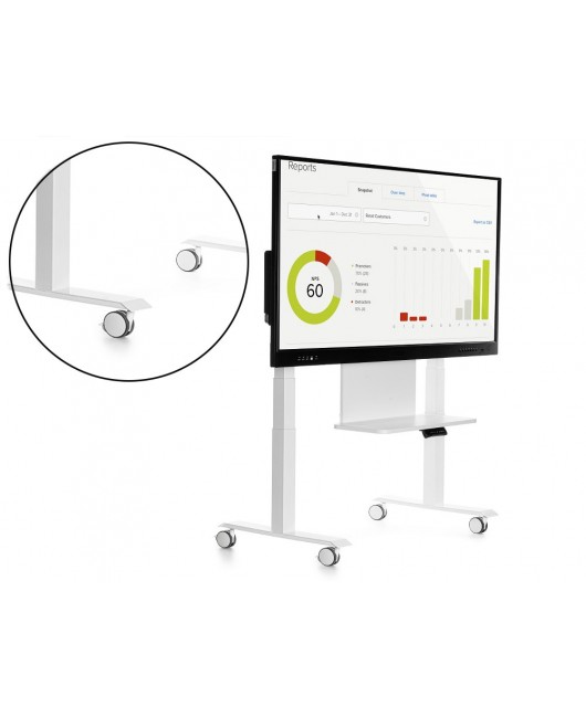 SOPORTE MOVIL ROCADA PARA MONITORES INTERACTIVOS 65" A 86" ESTRUCTURA TUBO ACERO 4 RUEDAS CON FRENO