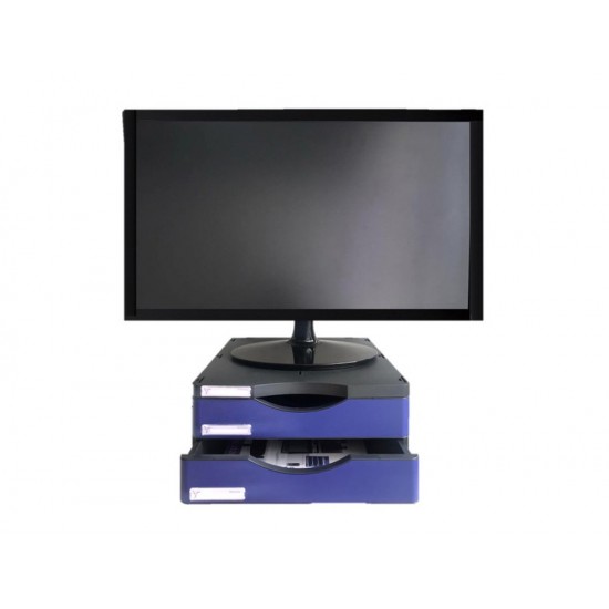 SOPORTE ARCHIVO 2000 PARA MONITOR POLIESTER 100% RECICLADO CON DOS CAJONES HASTA 10 KG COLOR NEGRO/AZUL SOPORTE ARCHIVO 2000 PARA MONITOR POLIESTER 100% RECICLADO CON DOS CAJONES HASTA 10 KG COLOR NEGRO/AZUL