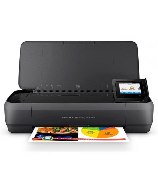 EQUIPO MULTIFUNCION PORTATIL HP OFFICEJET 250 WIFI 4800X1200 TINTA 10 PPM NEGRO 7 COLOR PPM ESCANER COPIADORA