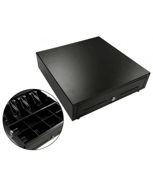 CAJON PORTAMONEDAS 8 MONEDEROS 4 BILLETEROS APERTURA ELECTRICA NEGRO 410X415X110 MM
