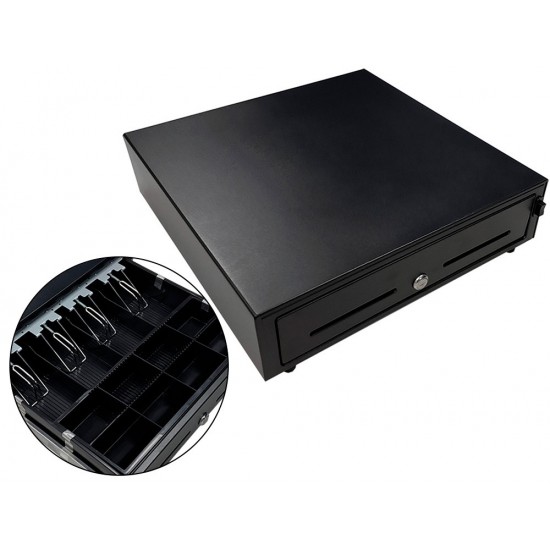 CAJON PORTAMONEDAS 8 MONEDEROS 5 BILLETEROS CON LLAVE MANUALNEGRO 410X415X110 MM CAJON PORTAMONEDAS 8 MONEDEROS 5 BILLETEROS CON LLAVE MANUALNEGRO 410X415X110 MM