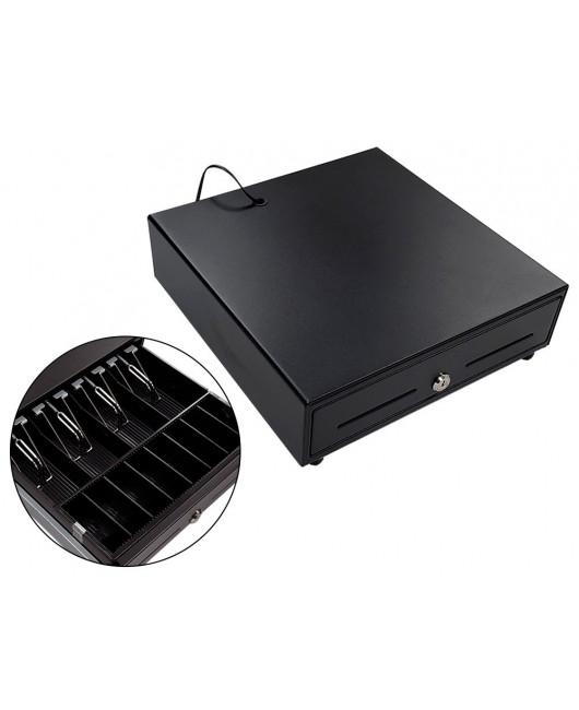 CAJON PORTAMONEDAS 8 MONEDEROS 4 BILLETEROS APERTURA ELECTRICA NEGRO 330X335X105 MM