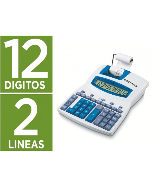 CALCULADORA IBICO 1221X IMPRESORA PANTALLA LCD ANGULADA PAPEL 57 MM 12 DIGITOS IMPRESION BICOLOR