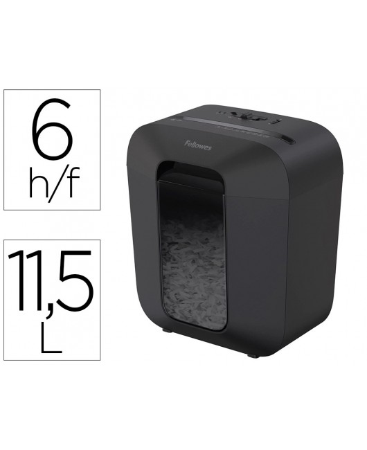 DESTRUCTORA DE DOCUMENTOS FELLOWES LX25 CAPACIDAD 6H SEGURIDAD P4 GRAPAS CLIPS Y TARJETAS PAPELERA 11