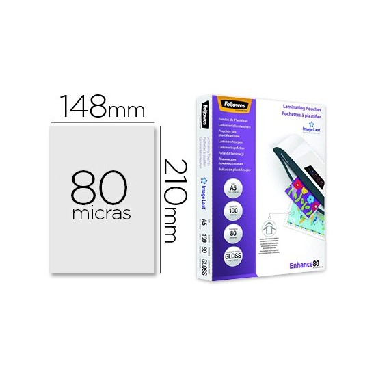 BOLSA DE PLASTIFICAR FELLOWES BRILLO DIN A5 80 MICRAS PACK 100 UNIDADES BOLSA DE PLASTIFICAR FELLOWES BRILLO DIN A5 80 MICRAS PACK 100 UNIDADES