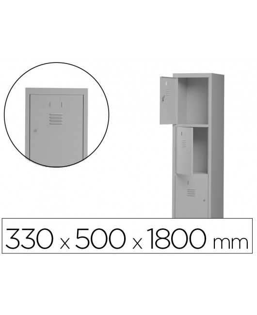 TAQUILLA METALICA ROCADA 300 1 MODULO 3 PUERTAS GRIS 330X500X1800 MM