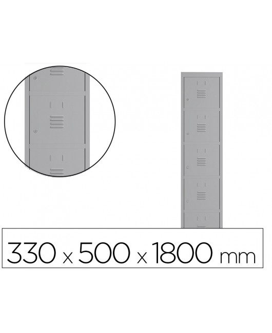 TAQUILLA METALICA ROCADA 300 1 MODULO 5 PUERTAS GRIS 330X500X1800 MM