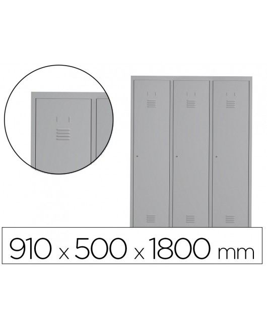 TAQUILLA METALICA ROCADA 300 3 MODULOS X 3 PUERTA GRIS 910X500X1800 MM