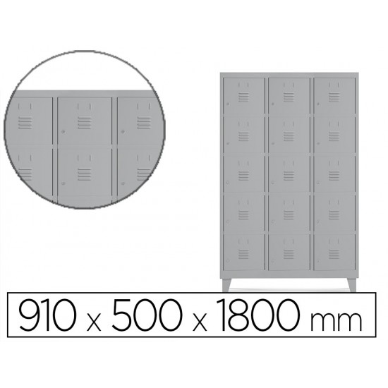 TAQUILLA METALICA ROCADA 300 3 MODULOS X 5 PUERTAS GRIS 910X500X1800 MM TAQUILLA METALICA ROCADA 300 3 MODULOS X 5 PUERTAS GRIS 910X500X1800 MM