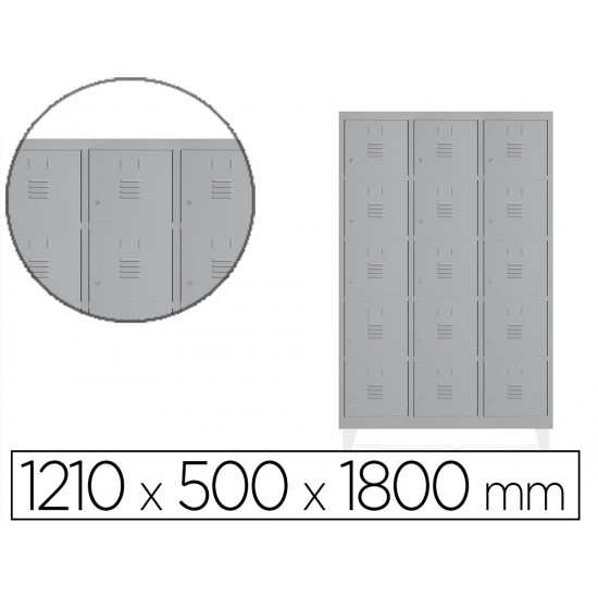 TAQUILLA METALICA ROCADA 400 3 MODULOS X 5 PUERTAS GRIS 1210X500X1800 MM TAQUILLA METALICA ROCADA 400 3 MODULOS X 5 PUERTAS GRIS 1210X500X1800 MM