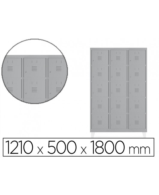 TAQUILLA METALICA ROCADA 400 3 MODULOS X 5 PUERTAS GRIS 1210X500X1800 MM