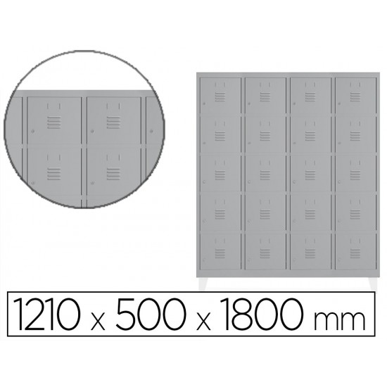 TAQUILLA METALICA ROCADA 300 4 MODULOS X 5 PUERTAS GRIS 1210X500X1800 MM TAQUILLA METALICA ROCADA 300 4 MODULOS X 5 PUERTAS GRIS 1210X500X1800 MM
