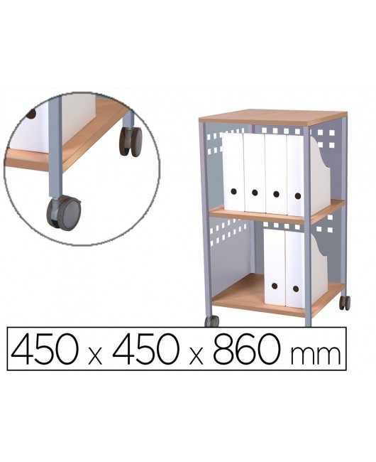 CARRO MULTIUSOS ROCADA MELAMINA 19 MM Y ACERO PINTADO 450X450X860 MM