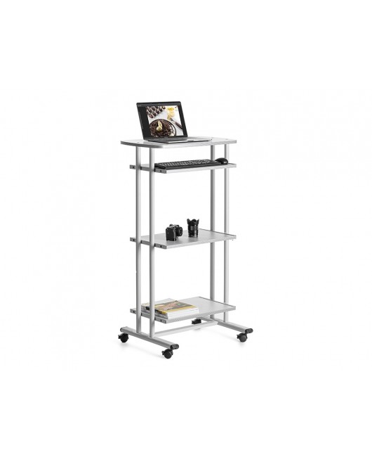 MESA ORDENADOR ROCADA RD-5220 ESTRUCTURA METALICA BANDEJAS REGULABLES EN ALTURA CON TECLADO EXTRAIBLE