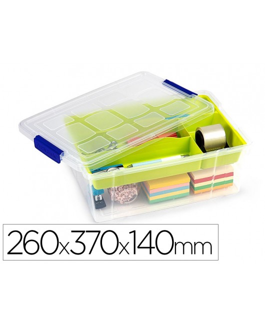 CONTENEDOR PLASTICO PLASTICFORTE 9 LITROS N 31 TRANSPARENTE CON TAPA Y BANDEJA 260X370X140 MM