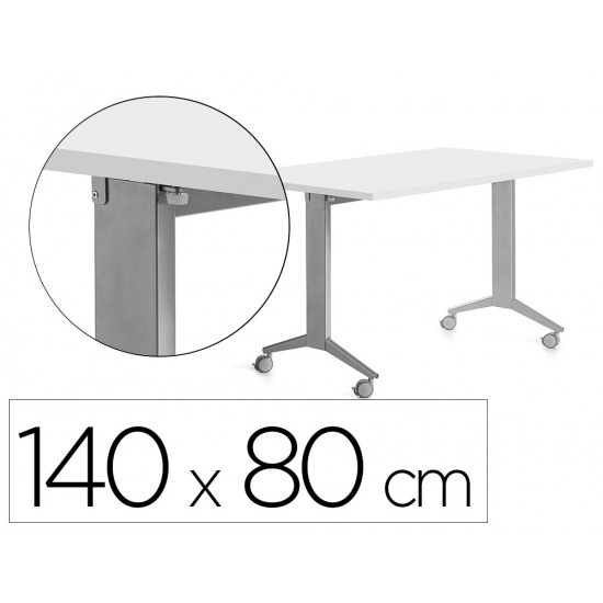 MESA ROCADA 2001FD04 CON TABLERO ABATIBLE COLOR ALUMINIO/BLANCO 140X80 CM MESA ROCADA 2001FD04 CON TABLERO ABATIBLE COLOR ALUMINIO/BLANCO 140X80 CM