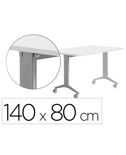 MESA ROCADA 2001FD04 CON TABLERO ABATIBLE COLOR ALUMINIO/BLANCO 140X80 CM