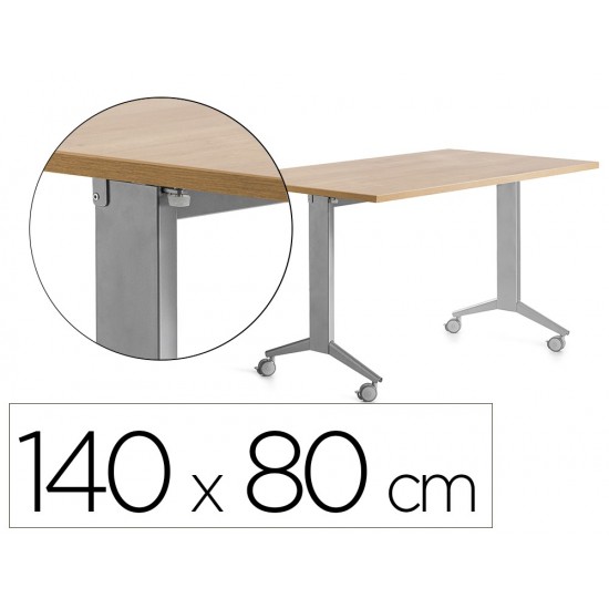 MESA ROCADA 2001FD08 CON TABLERO ABATIBLE COLOR ALUMINIO/ROBLE 140X80 CM MESA ROCADA 2001FD08 CON TABLERO ABATIBLE COLOR ALUMINIO/ROBLE 140X80 CM