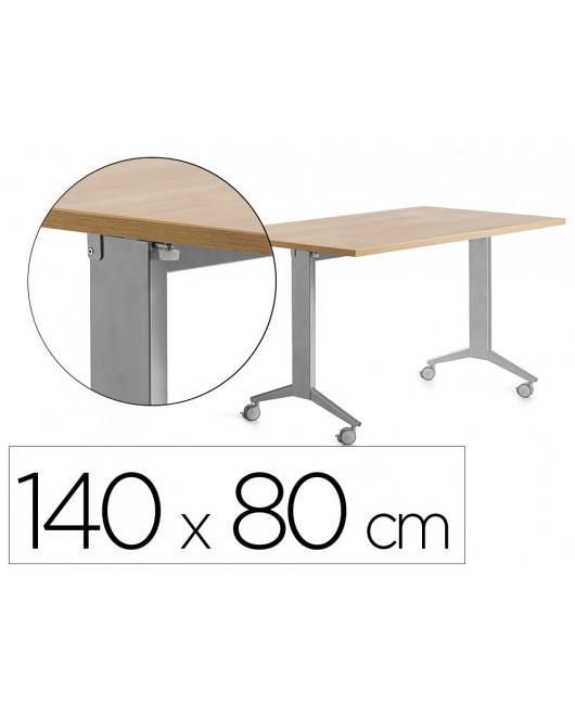 MESA ROCADA 2001FD08 CON TABLERO ABATIBLE COLOR ALUMINIO/ROBLE 140X80 CM